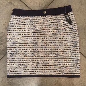 White House Black Market Navy-Trim Multicolor Tweed Mini Skirt
